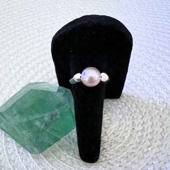 Beautiful.925 Silver Champagne Heart 9mm Pearl Ring - Picture 1 of 8